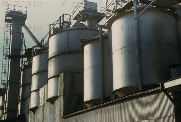 Section of the batch house at a plant...Owens-Corning Fiberglass Corporation, Toledo, Ohio, 1942. Creator: Alfred T Palmer.