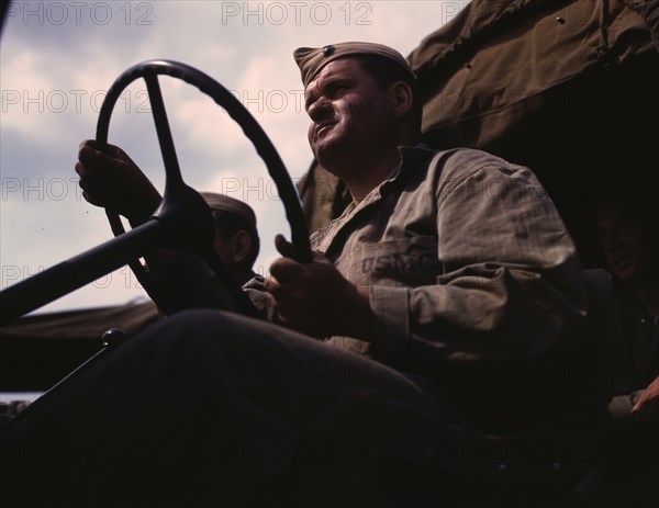 Driver of Marine truck at New River, N.C., 1942. Creator: Alfred T Palmer.