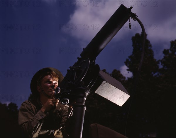 Browning machine gunner, Ft. Knox, Ky., 1942. Creator: Alfred T Palmer.