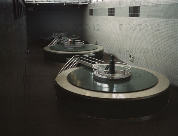 Generator hall of the powerhouse, Chickamauga Dam, Tenn. , 1942. Creator: Alfred T Palmer.