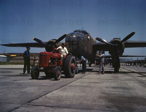 B-25 bomber planes at the North American Aviation, Incorporated..., Kansas City, Kansas, 1942. Creator: Alfred T Palmer.