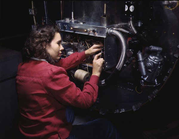 Switch boxes on the firewalls of B-25 bombers... North American Aviation, Inglewood, Calif., 1942. Creator: Alfred T Palmer.