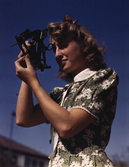 Learning how to determine latitude by using a sextant...Polytechnic High School, LA, Calif. , 1942. Creator: Alfred T Palmer.