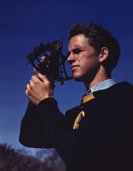 Boys trained in the fundamentals of navigation may become technicians..., Los Angeles, Calif. , 1942 Creator: Alfred T Palmer.