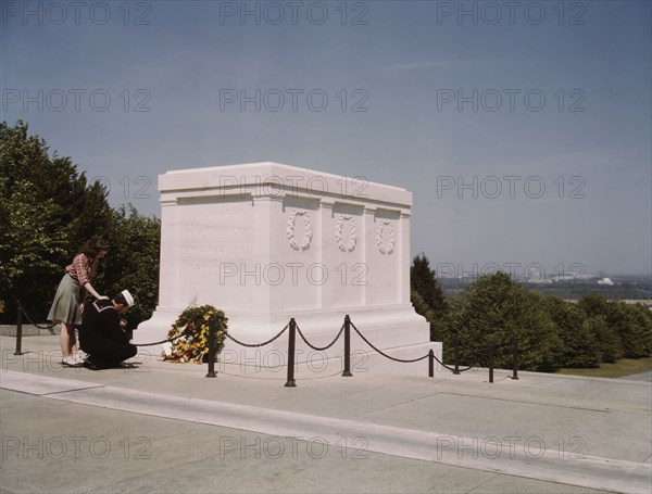 Sailor and girl at the Tomb of the Unknown Soldier, Washington, D.C. , 1943. Creator: John Collier.