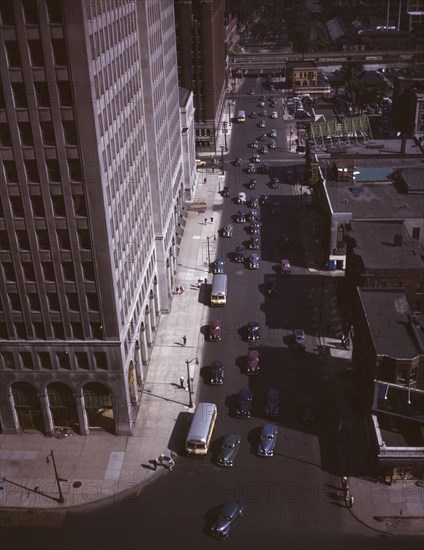 Traffic at 5:30 on Second Avenue, Detroit, Mich., 1942. Creator: Arthur S Siegel.