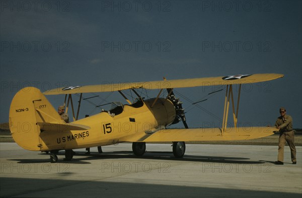 Marine power plane which tows the training gliders at Page Field, Parris Island, S.C., 1942. Creator: Alfred T Palmer.