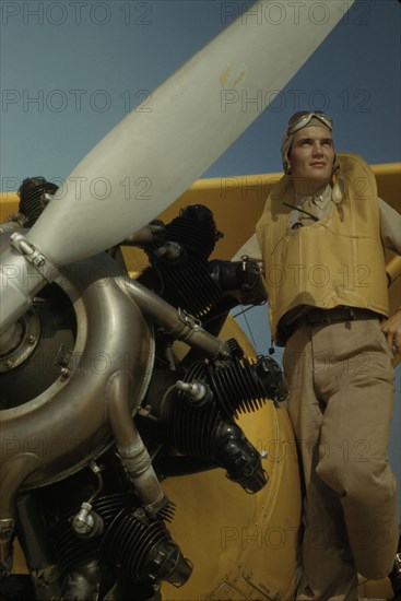 Marine lieutenant, pilot with the power towplane...Page Field, Parris Island, S.C., 1942. Creator: Alfred T Palmer.