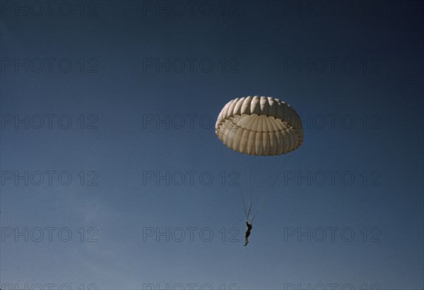 Marine parachuting at Parris Island, S.C., 1942. Creator: Alfred T Palmer.