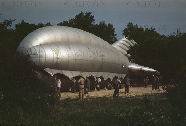 Marine Corps barrage balloon, Parris Island, S.C., 1942. Creator: Alfred T Palmer.