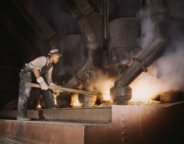 Electric phosphate smelting furnace used to make element...vicinity of Muscle Shoals, Alabama, 1942. Creator: Alfred T Palmer.