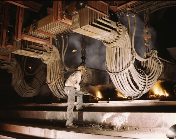 Large electric phosphate smelting furnace used in the making...Muscle Shoals area, Alabama, 1942. Creator: Alfred T Palmer.