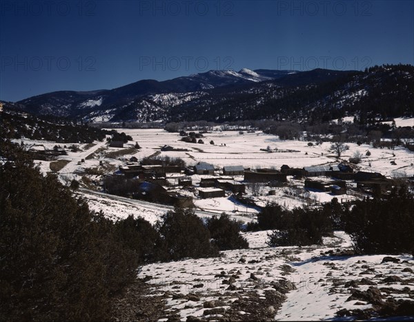 Placita, New Mexico, on the Rio Pueblo, 1943. Creator: John Collier.