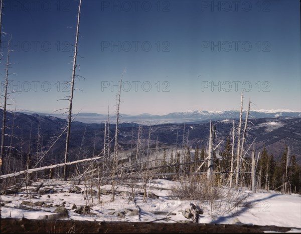 Looking north from the Sangre de Cristo Mountains above Penasco, New Mexico, 1943. Creator: John Collier.