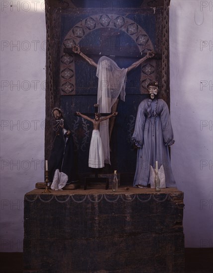 Altar in the church, Trampas, New Mexico, 1943. Creator: John Collier.
