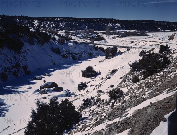 Trampas, Taos County, New Mexico, a Spanish-American village in the foothills of the Sangre..., 1943 Creator: John Collier.