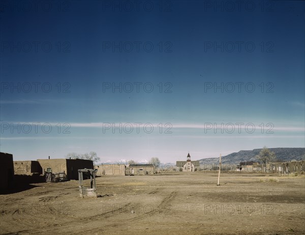 Plaza of Costilla, near the Colorado line, New Mexico, 1943. Creator: John Collier.