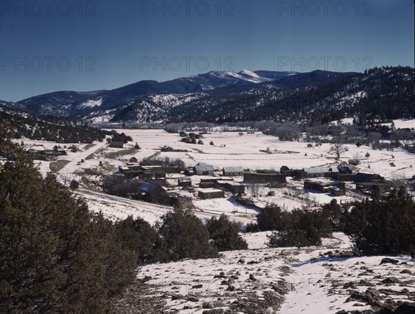 Placita, New Mexico, on the Rio Pueblo, 1943. Creator: John Collier.