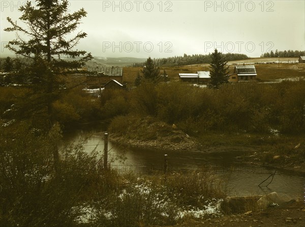 First snow of the season in the foothills of the Little Belt Mount..., Meagher County, Montana, 1942 Creator: Russell Lee.