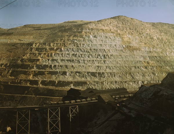 Open-pit workings of the Utah Copper Company, Bingham Canyon, Utah, 1942. Creator: Andreas Feininger.