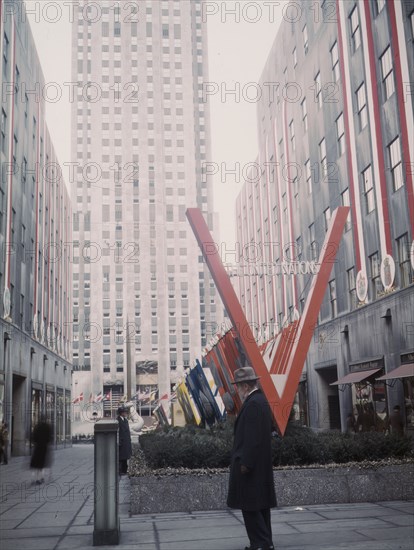 United Nations exhibit by OWI in Rockefeller Plaza, New York, N.Y., 1943. Creator: Marjory Collins.