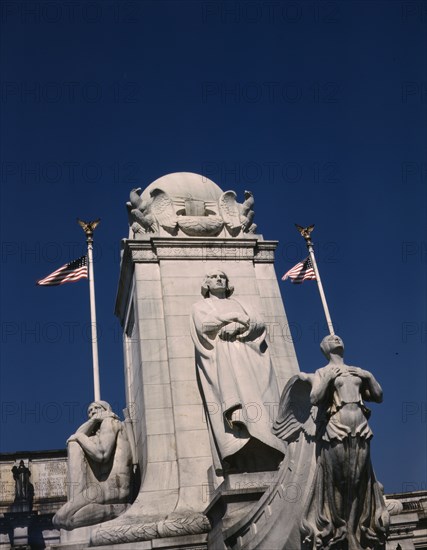 Columbus Statue in front of Union Station, Washington, D.C., ca. 1943. Creator: Unknown.