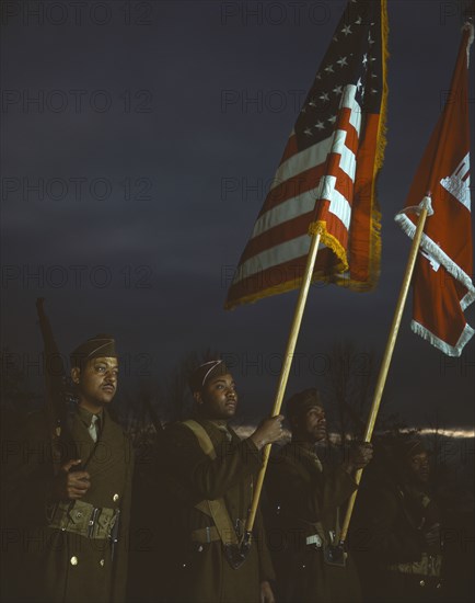 Color guard of Negro engineers, Ft. Belvoir(?), Va., between 1941 and 1945. Creator: Unknown.