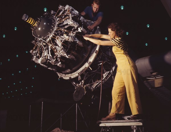 Women are trained to do precise and...Douglas Aircraft Company plants, Long Beach, Calif., 1942. Creator: Alfred T Palmer.