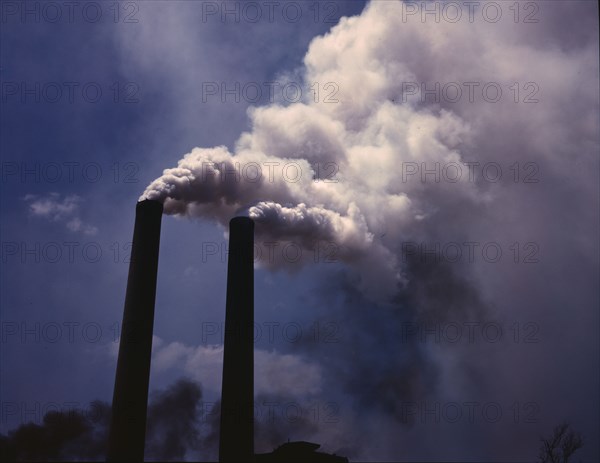 Smoke stacks, 1942. Creator: Alfred T Palmer.