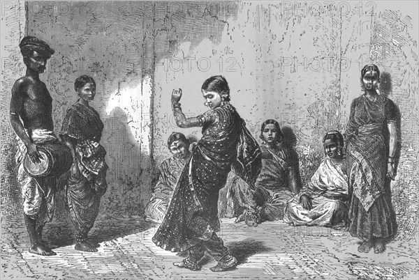 'Indian Dancing-girl; Notes on the Ancient Temples of India', 1875. Creator: Unknown.