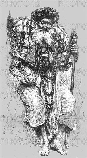 'Aged Hindoo votary at Hurdwar', 1875. Creator: Unknown.