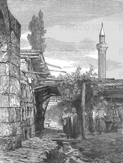 'Fez--Street scene in the old town; Visit to the Sultan of Morocco, at Fez, in the spring of 1871',  Creator: T. Blackmore.