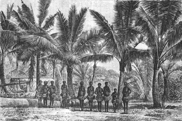 'Fishing -Village, in grove of Coconut Trees; Some Account of New Caledonia', 1875. Creator: Unknown.