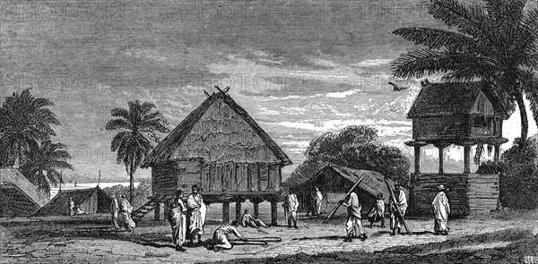 'Madecasse Village; Recent Explorations in Madagascar', 1875. Creator: Alfred Grandidier.