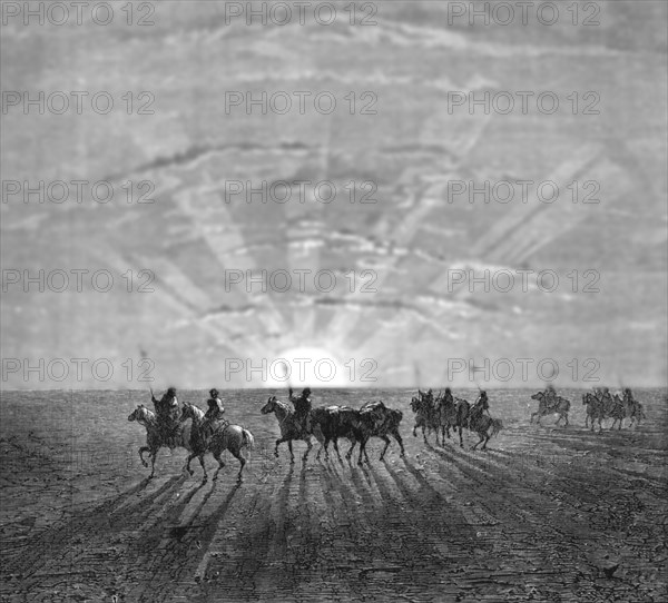 'Travelling across the Desert of Khiva; Superstitions in Central Asia', 1875. Creator: Armin Vambery.