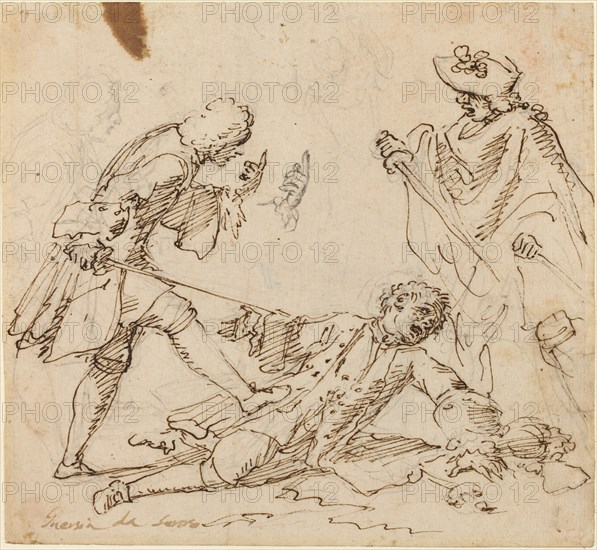 Three Men Fighting, c. 1700.