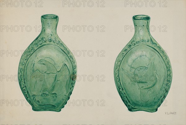 Green Glass Flask, c. 1940.