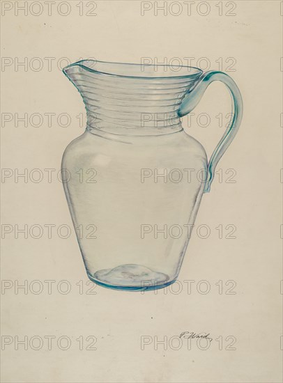 Glass Water Pitcher, c. 1940.