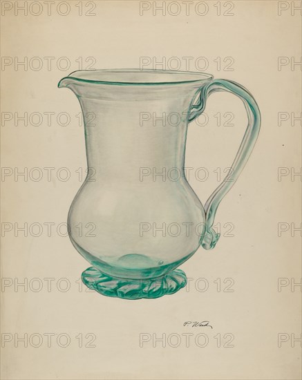 Glass Water Pitcher, c. 1940.