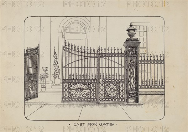 Iron Gate and Fence, c. 1936.