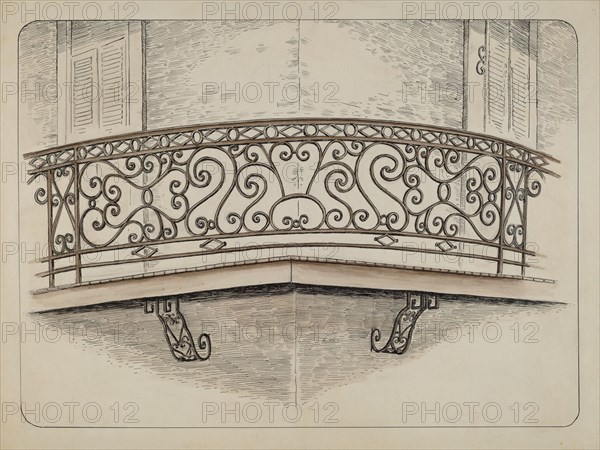 Wrought Iron Balcony, c. 1936.