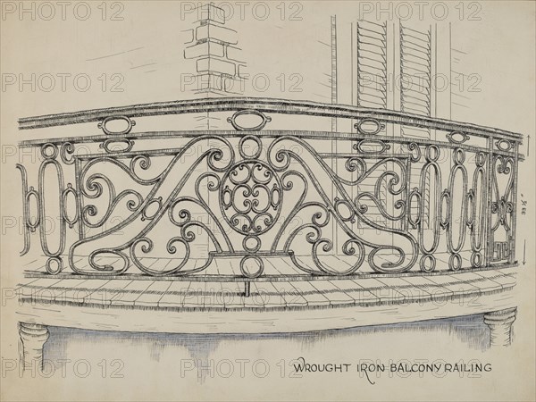Wrought Iron Balcony, c. 1936.