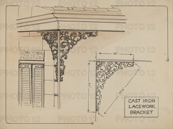 Iron Work on Balcony, c. 1936.