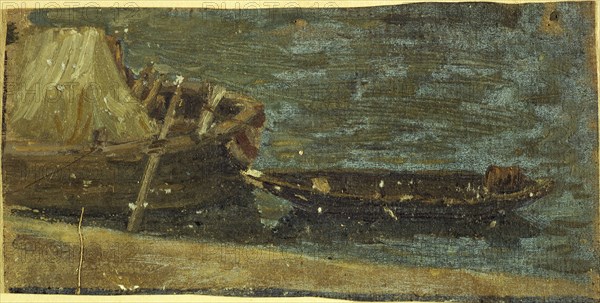 Moored boats, c1870.