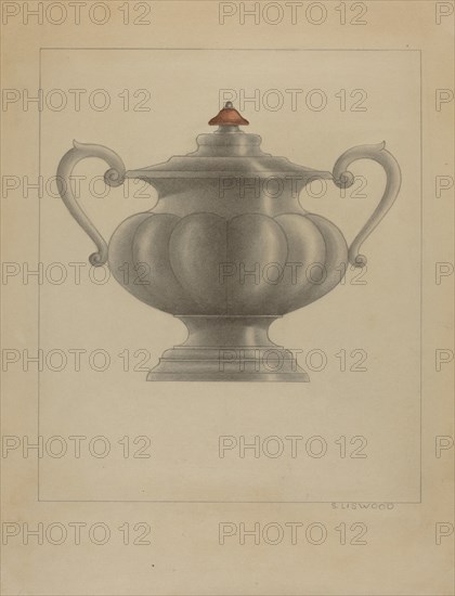 Pewter Sugar Bowl, c. 1936.