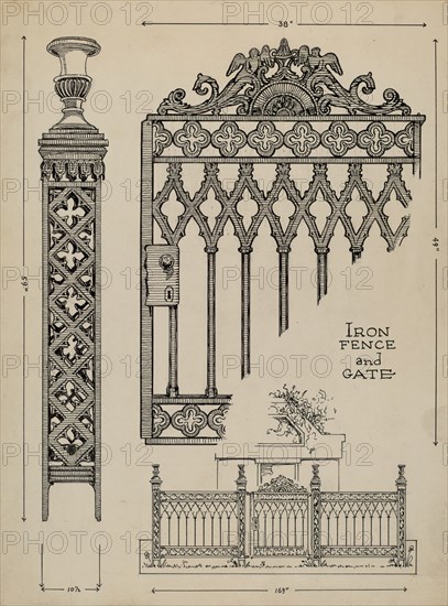 Iron Gate and Fence, c. 1936.