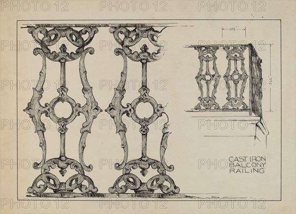 Iron Balcony Railing, c. 1936.