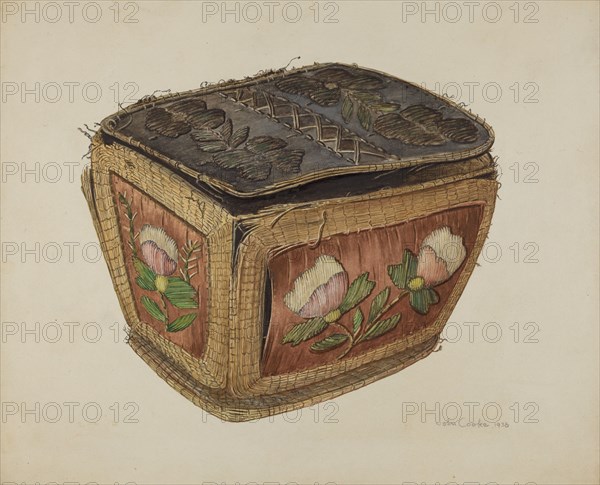 Birch Bark Sewing Basket, 1938.