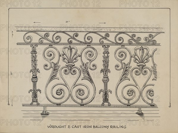 Cast Iron Balcony Rail, c. 1936.