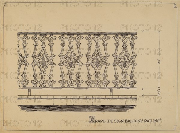 Grape Design Balcony, c. 1936.